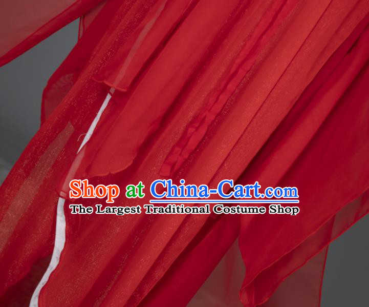 China Ancient Swordswoman Red Dress Clothing Cosplay Goddess Garment Costumes Traditional Hanfu Apparels
