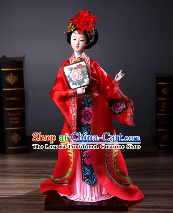 Handmade Red Traditional China Beijing Silk Figurine - Empress Yang Yuhuan