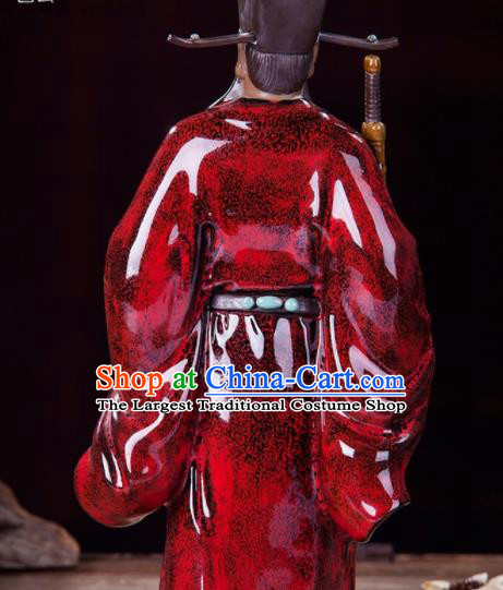 Chinese Traditional Clay Bao Zheng Statue Handmade Ceramic Bao Qing Tian Judge Bao Statue Shi Wan Figurine