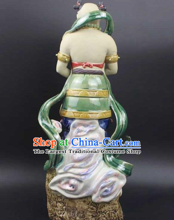 Chinese Handmade Hong Hai Er Statues Shi Wan Ceramic Shan Cai Tong Zi Craft