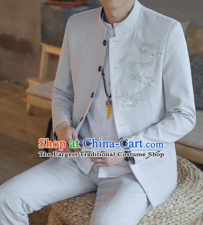Chinese Zhongshan Groom Clothing Traditional Tang Suits Wedding Suits Embroidered Dragon Costumes