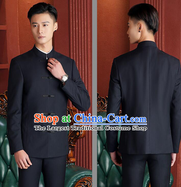 Chinese Wedding Suits Costumes Groom Clothing Traditional Black Tang Zhuang