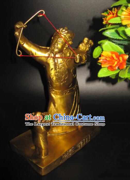 Handmade Brass Zhang Xian Song Zi Statue Chinese God Statue Zhang Xian Da Di Copper Statue