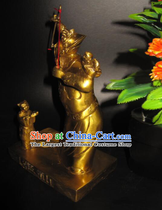 Handmade Brass Zhang Xian Song Zi Statue Chinese God Statue Zhang Xian Da Di Copper Statue