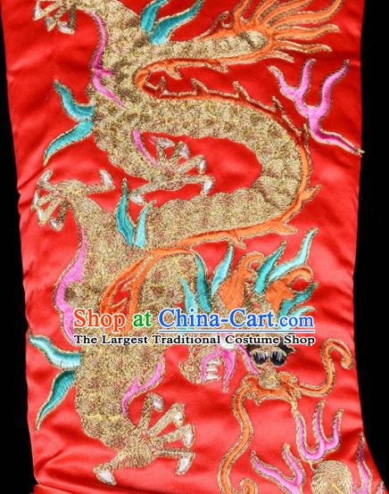 Chinese Beijing Opera Red Embroidered Boots Sichuan Opera Face Changing Embroidery Shoes Traditional Bian Lian Dragon Boots
