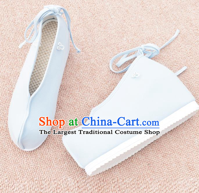 China National Women Shoes Traditional Hanfu Cloth Shoes Ancient Princess Light Blue Shoes