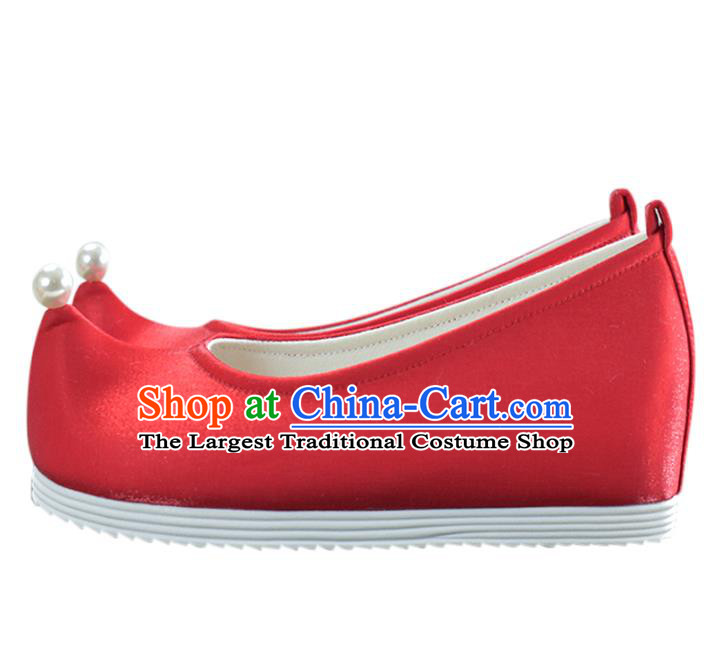 China Traditional Wedding Hanfu Shoes Ancient Princess Red Shoes National Women Shoes