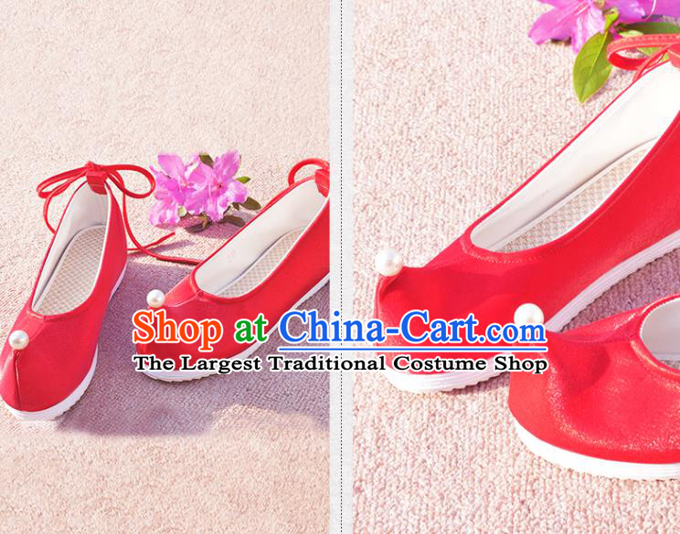 China Traditional Wedding Hanfu Shoes Ancient Princess Red Shoes National Women Shoes