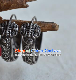 Chinese Ancient Empress Silver Ear Jewelry Traditional Retro Earrings Accessories