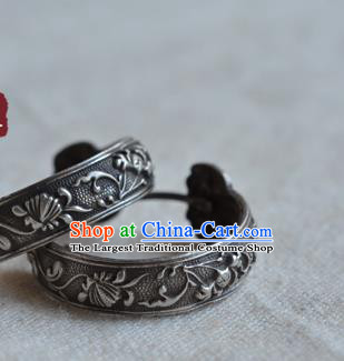 Chinese Ancient Empress Silver Ear Jewelry Traditional Retro Earrings Accessories