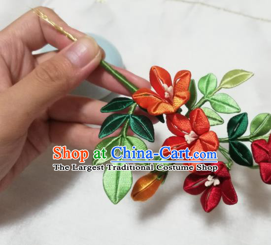 Chinese Traditional Trumpet Creeper Hairpin Hanfu Hair Accessories Ancient Princess Silk Flowers Hair Stick