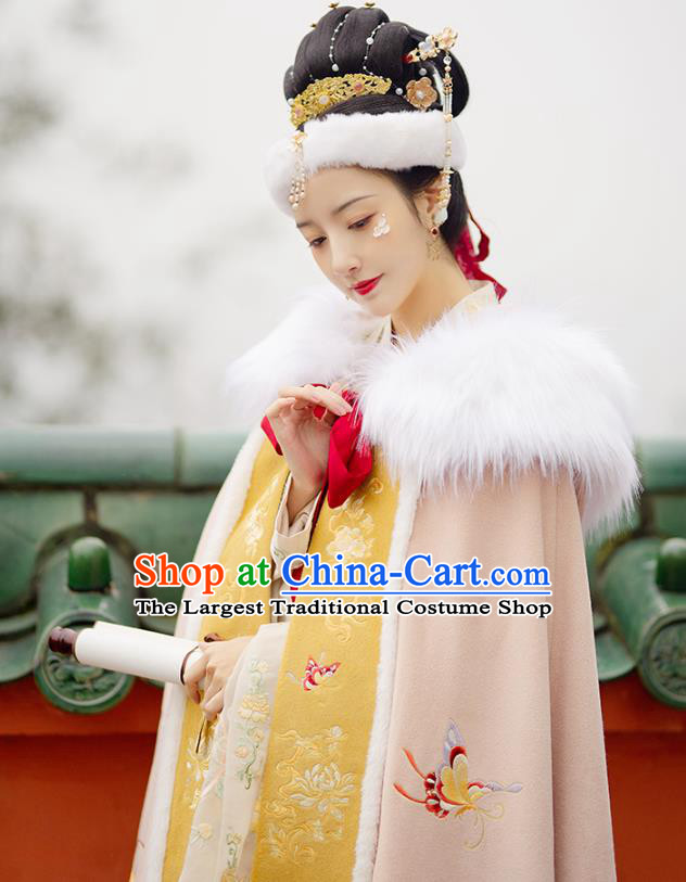 China Traditional Hanfu Long Cape Ancient Ming Dynasty Imperial Consort Embroidered Costume for Women