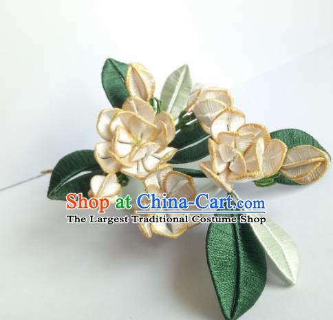 Chinese Traditional Song Dynasty Hanfu Hair Accessories Hairpin Ancient Princess Silk Jasmine Flower Hair Stick
