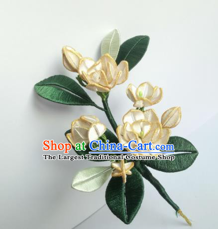 Chinese Traditional Song Dynasty Hanfu Hair Accessories Hairpin Ancient Princess Silk Jasmine Flower Hair Stick