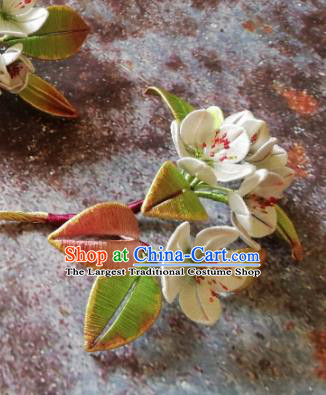 Chinese Ancient Princess Silk Pear Blossom Hair Stick Traditional Hanfu Hair Accessories Song Dynasty Court Hairpin