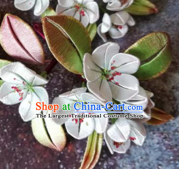 Chinese Ancient Princess Silk Pear Blossom Hair Stick Traditional Hanfu Hair Accessories Song Dynasty Court Hairpin