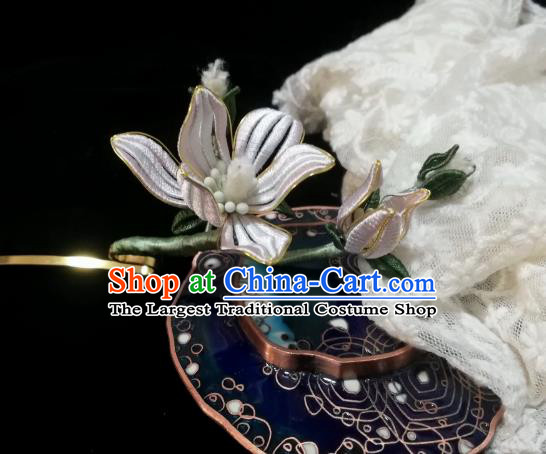 Chinese Traditional Silk Mangnolia Hairpin Hanfu Hair Accessories Ancient Song Dynasty Princess Hair Stick