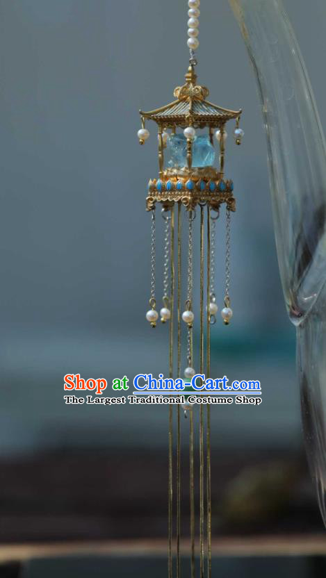 Chinese Traditional Court Tassel Hairpin Hanfu Hair Accessories Ancient Ming Dynasty Empress Golden Phoenix Hair Stick