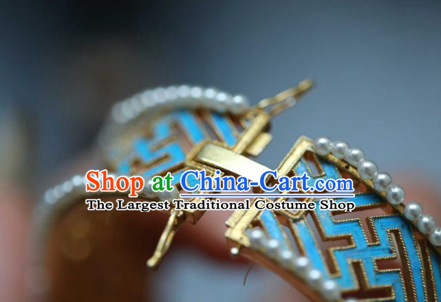 China National Tourmaline Bracelet Jewelry Traditional Cloisonne Accessories Handmade Qing Dynasty Pearls Bangle