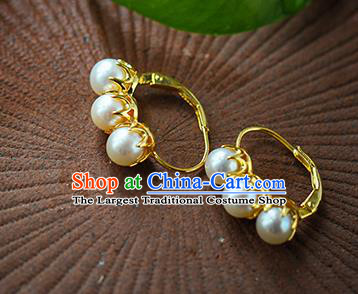 Chinese Traditional Ming Dynasty Court Earrings Accessories National Cheongsam Pearls Ear Jewelry