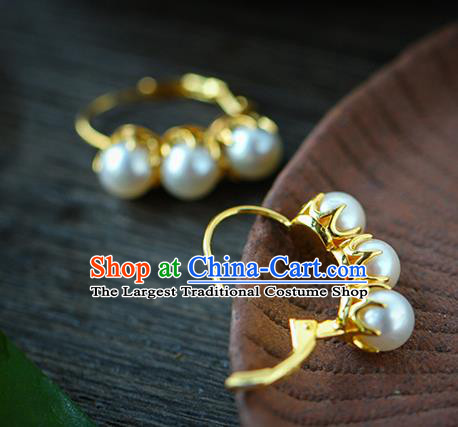 Chinese Traditional Ming Dynasty Court Earrings Accessories National Cheongsam Pearls Ear Jewelry