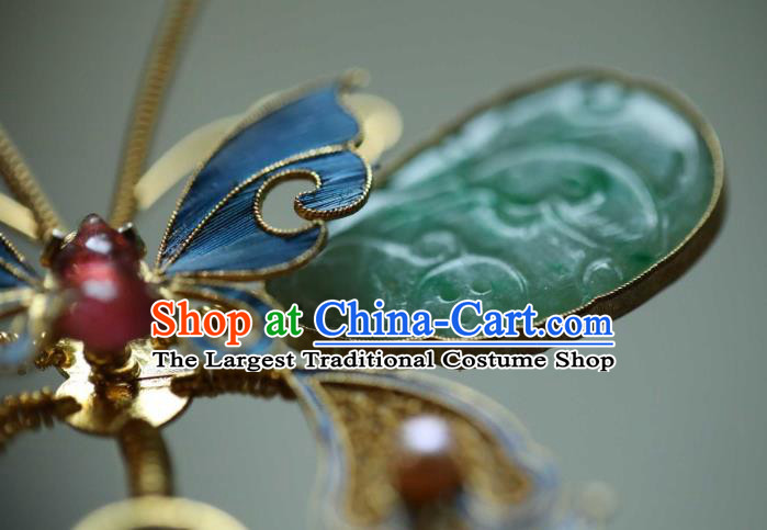 Chinese Traditional Song Dynasty Palace Hairpin Handmade Hair Accessories Ancient Empress Jade Butterfly Hair Stick
