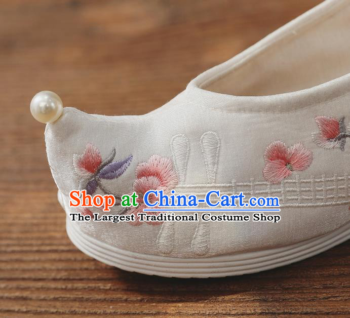 China National White Cloth Shoes Traditional Shoes Embroidered Shoes Handmade Hanfu Bow Shoes