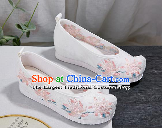 China National White Cloth Shoes Handmade Hanfu Shoes Traditional Shoes Embroidered Shoes