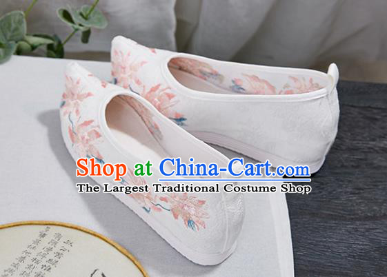 China National White Cloth Shoes Handmade Hanfu Shoes Traditional Shoes Embroidered Shoes