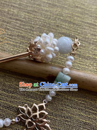 Chinese Handmade Song Dynasty Hairpin Traditional Hanfu Hair Accessories Ancient Empress Pearls Tassel Hair Stick