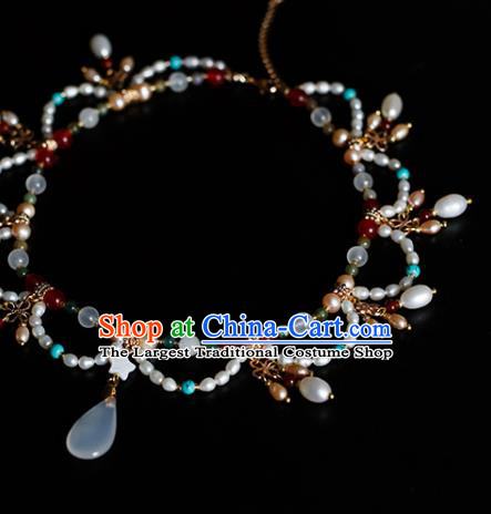 China Traditional Tang Dynasty Pearls Necklace Accessories Handmade Hanfu Necklet Jewelry