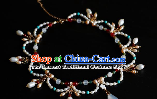 China Traditional Tang Dynasty Pearls Necklace Accessories Handmade Hanfu Necklet Jewelry