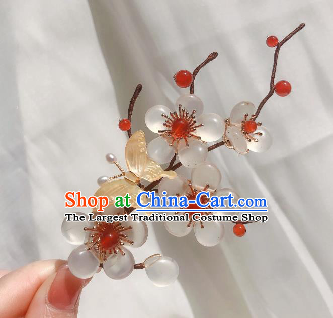 Chinese Handmade Shell Plum Hair Stick Traditional Ming Dynasty Princess Hairpin