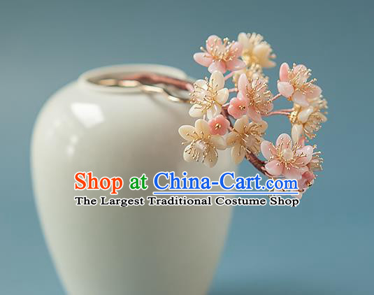 Chinese Handmade Flowers Hair Stick Traditional Ming Dynasty Hanfu Sakura Hairpin