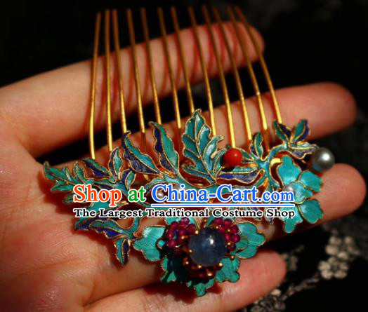Chinese Handmade Blueing Hair Comb Traditional Ancient Qing Dynasty Lapis Hairpin