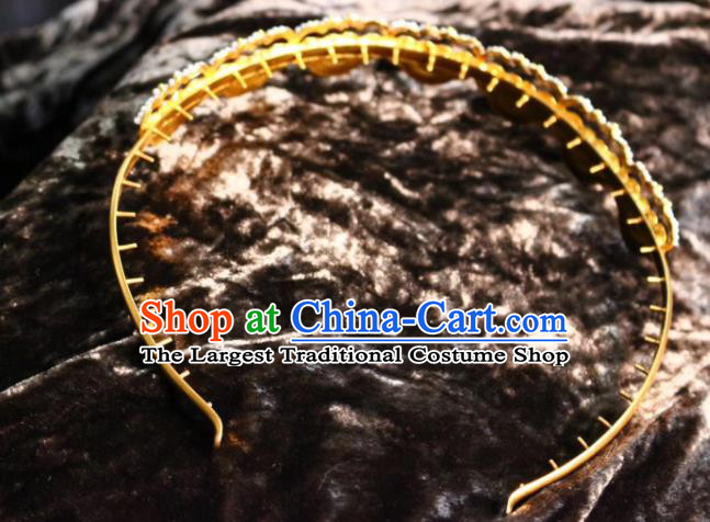 Chinese Handmade Blueing Hair Crown Traditional Ancient Qing Dynasty Imperial Consort Hair Clasp