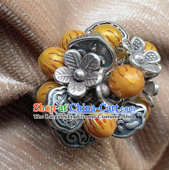 Chinese Handmade Silver Carving Ring National Circlet Jewelry