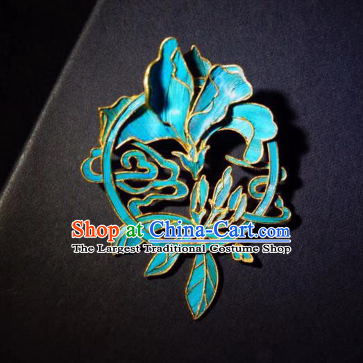 China Handmade Cloisonne Mangnolia Brooch Accessories Traditional Qing Dynasty Breastpin Jewelry