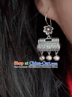 China National Wedding Silver Lock Earrings Traditional Cheongsam Ear Jewelry Accessories