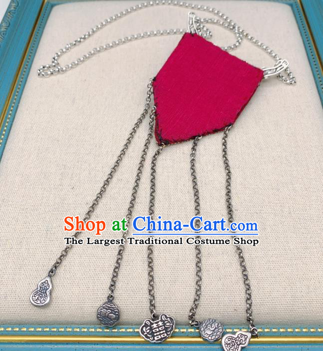 Handmade Chinese Embroidered Necklace Accessories National Silver Tassel Necklet Pendant