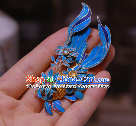 China Traditional Cheongsam Gems Breastpin Jewelry Handmade Filigree Goldfish Brooch Accessories
