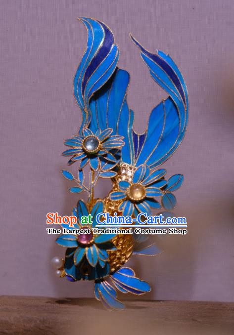 China Traditional Cheongsam Gems Breastpin Jewelry Handmade Filigree Goldfish Brooch Accessories