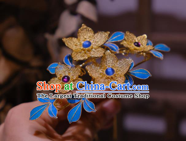 Chinese Traditional Filigree Flowers Hair Crown Hair Jewelry Ancient Qing Dynasty Empress Hairpin