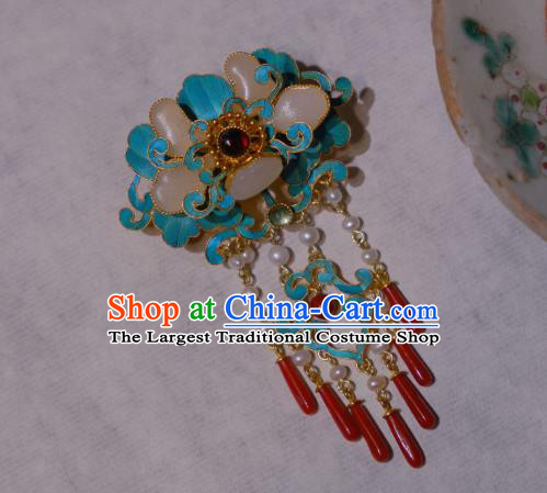 China Traditional Cheongsam Agate Tassel Breastpin Jewelry Handmade Jade Brooch Accessories
