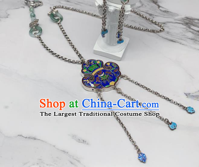 Handmade Chinese Wedding Blueing Necklace National Silver Tassel Necklet Accessories