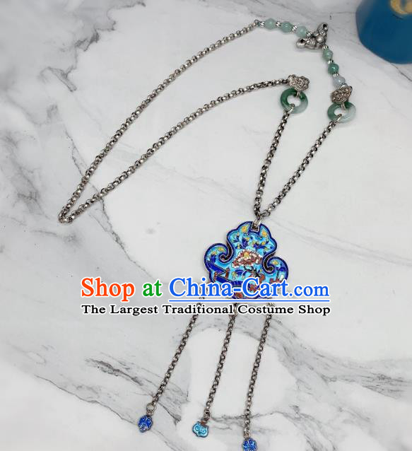 Handmade Chinese Wedding Blueing Necklace National Silver Tassel Necklet Accessories