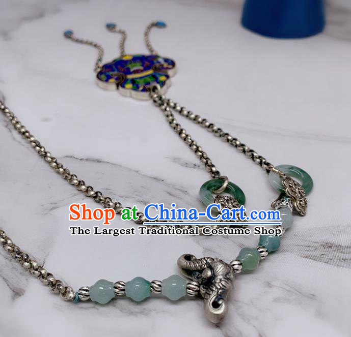 Handmade Chinese Wedding Blueing Necklace National Silver Tassel Necklet Accessories