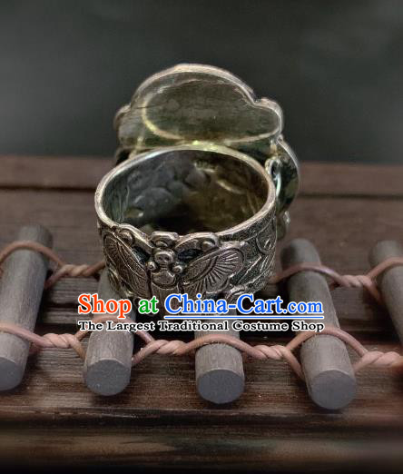 Chinese Handmade Jadeite Ring National Silver Jewelry Circlet