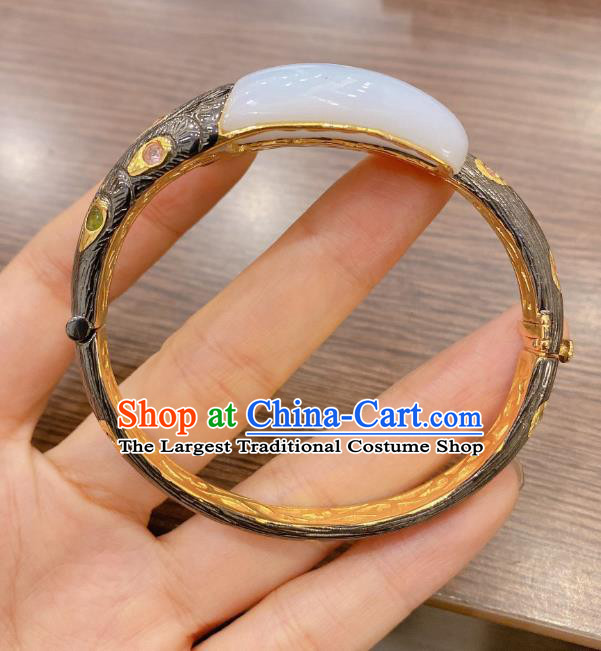 Handmade Chinese National Bracelet Traditional Hetian Jade Wristlet Accessories