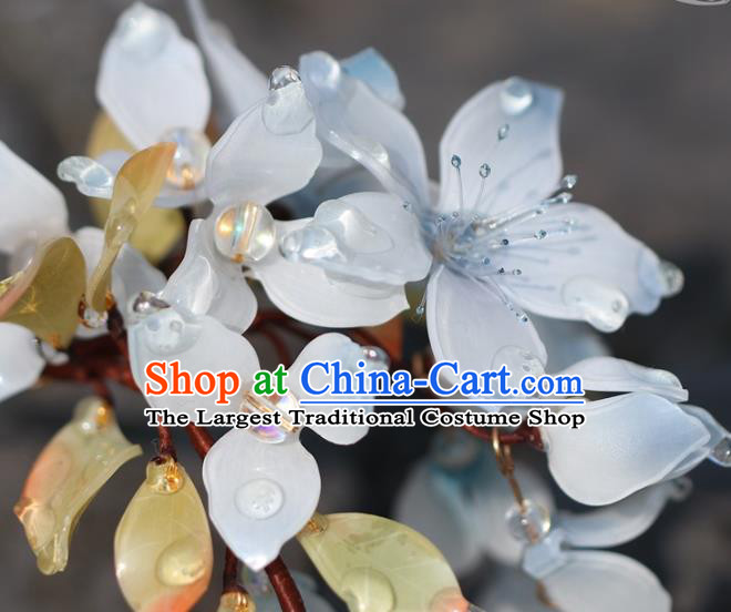 China Hanfu Tassel Hair Stick Classical Hair Accessories Traditional Ming Dynasty Princess Blue Flowers Hairpin